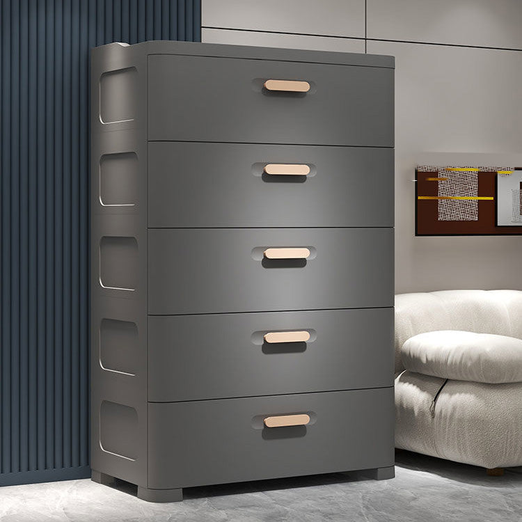 Contemporary Vertical Plastic Kids Nightstand with 5 Drawers for Bedroom