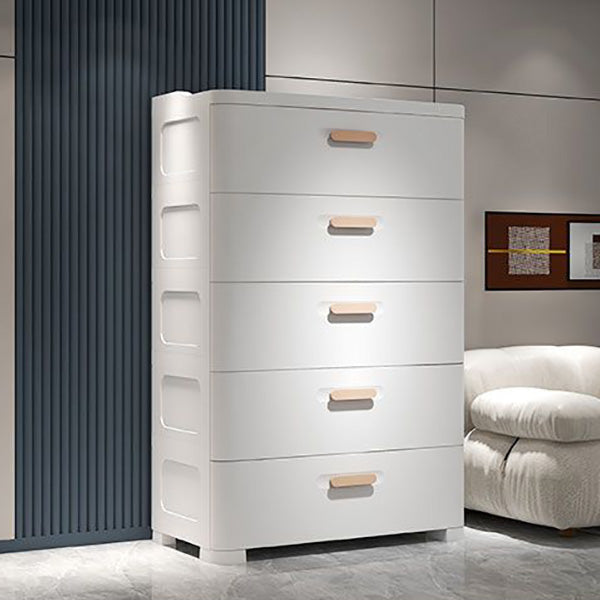 Contemporary Vertical Plastic Kids Nightstand with 5 Drawers for Bedroom