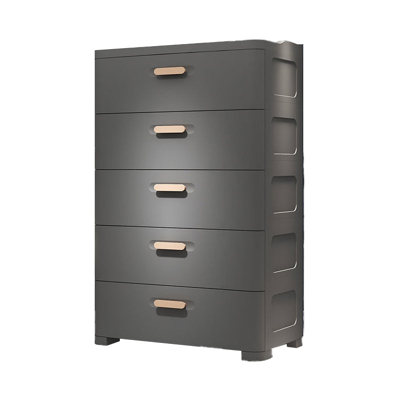 Contemporary Vertical Plastic Kids Nightstand with 5 Drawers for Bedroom