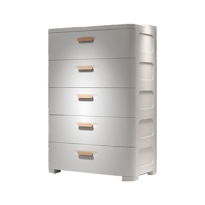 Contemporary Vertical Plastic Kids Nightstand with 5 Drawers for Bedroom