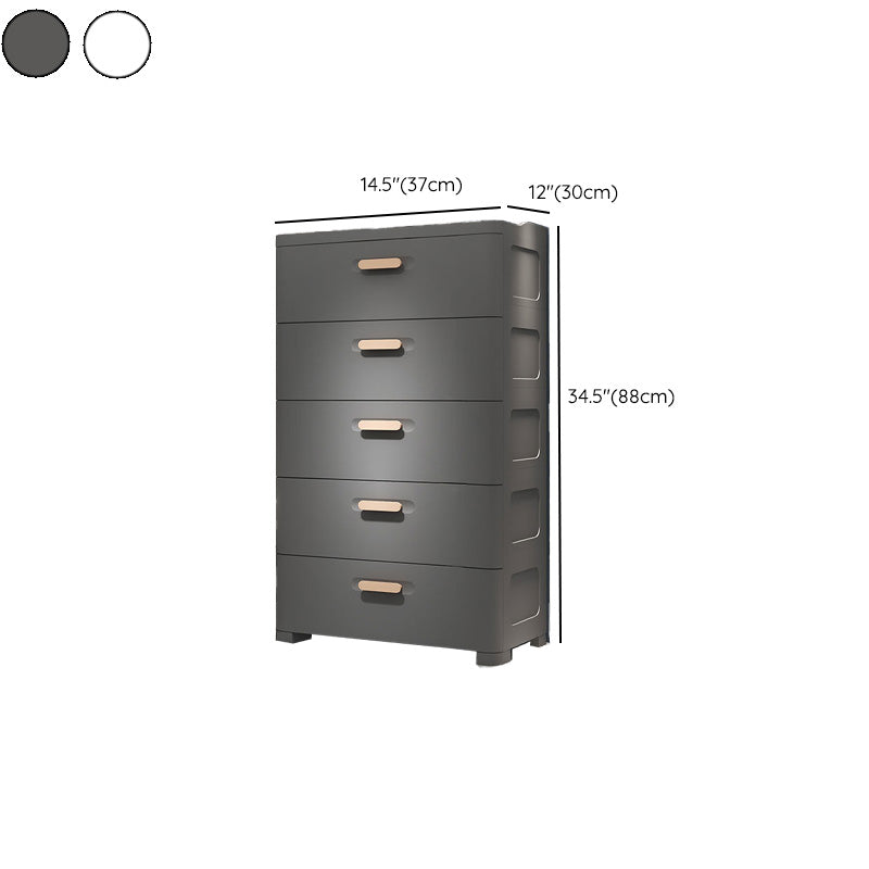 Contemporary Vertical Plastic Kids Nightstand with 5 Drawers for Bedroom