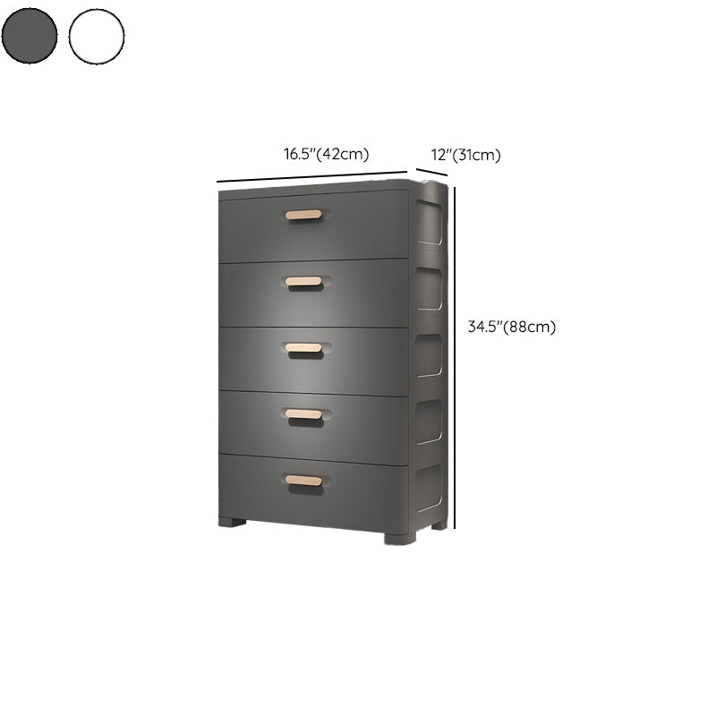 Contemporary Vertical Plastic Kids Nightstand with 5 Drawers for Bedroom