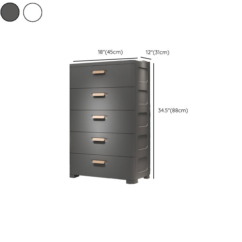 Contemporary Vertical Plastic Kids Nightstand with 5 Drawers for Bedroom