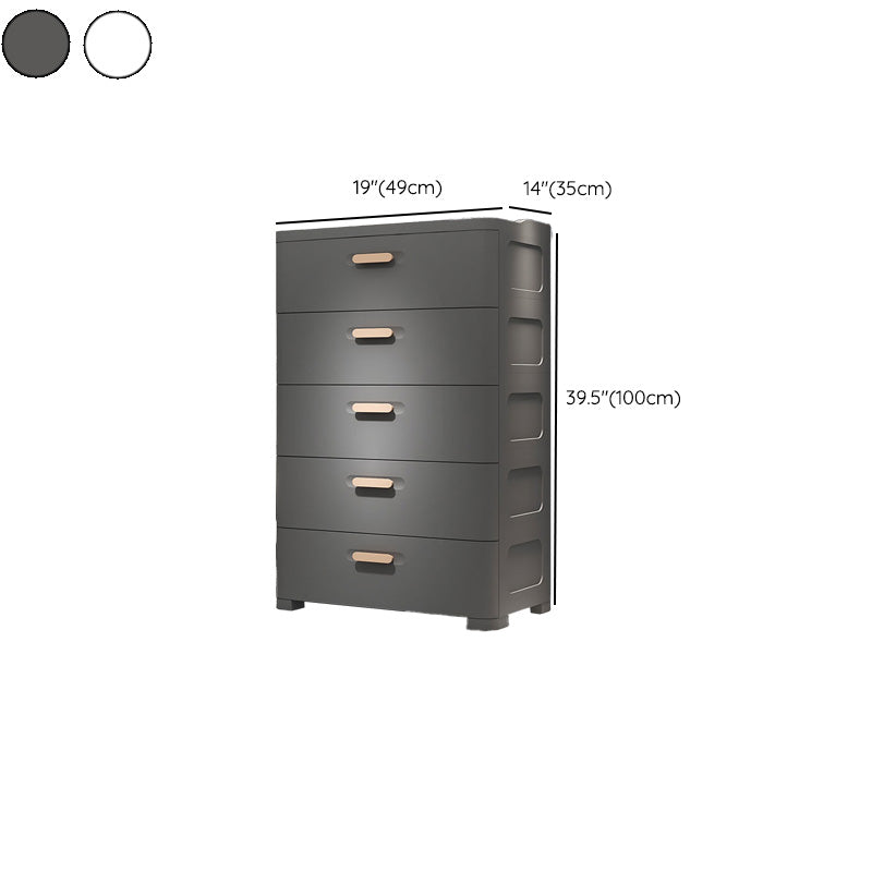 Contemporary Vertical Plastic Kids Nightstand with 5 Drawers for Bedroom