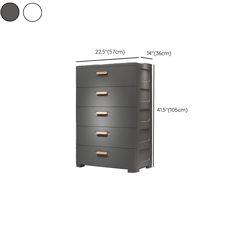 Contemporary Vertical Plastic Kids Nightstand with 5 Drawers for Bedroom