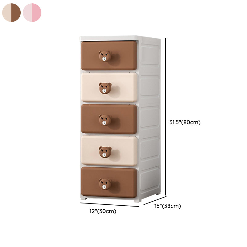 Contemporary Vertical Kids Furniture Plastic Nursery Dresser with 2/3/4/5/6/7 Drawers