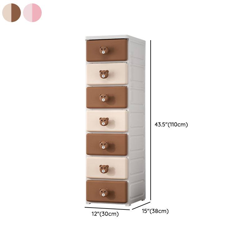 Contemporary Vertical Kids Furniture Plastic Nursery Dresser with 2/3/4/5/6/7 Drawers