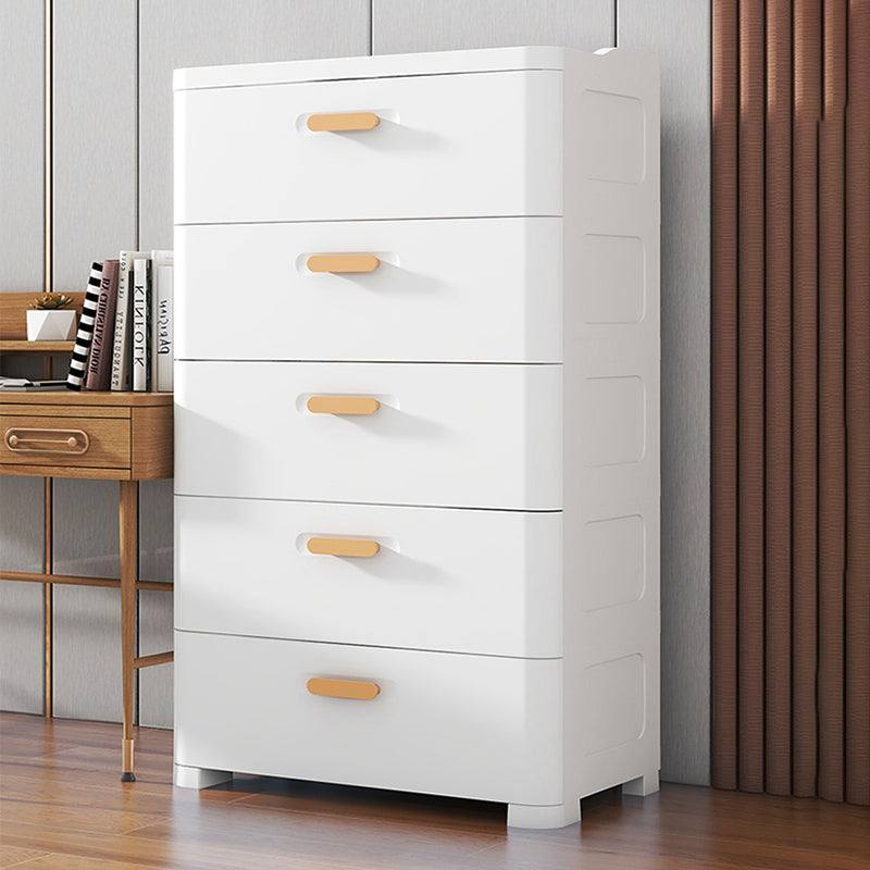 Scandinavian Kids Nightstand Plastic Nursery Dresser with 5 Drawers