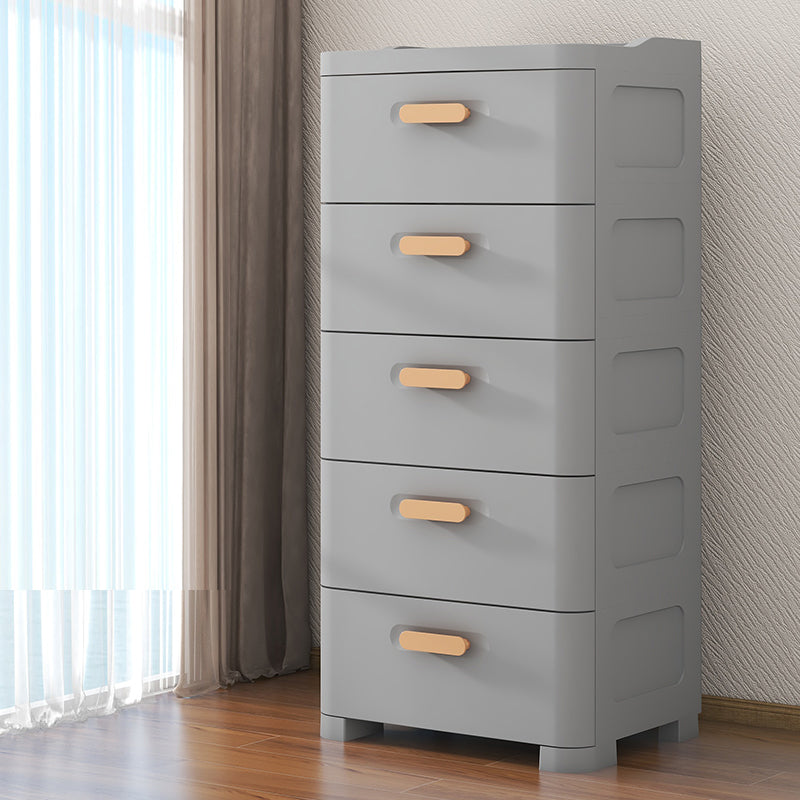 Scandinavian Kids Nightstand Plastic Nursery Dresser with 5 Drawers