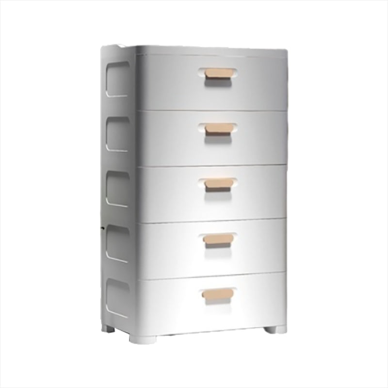 Scandinavian Kids Nightstand Plastic Nursery Dresser with 5 Drawers