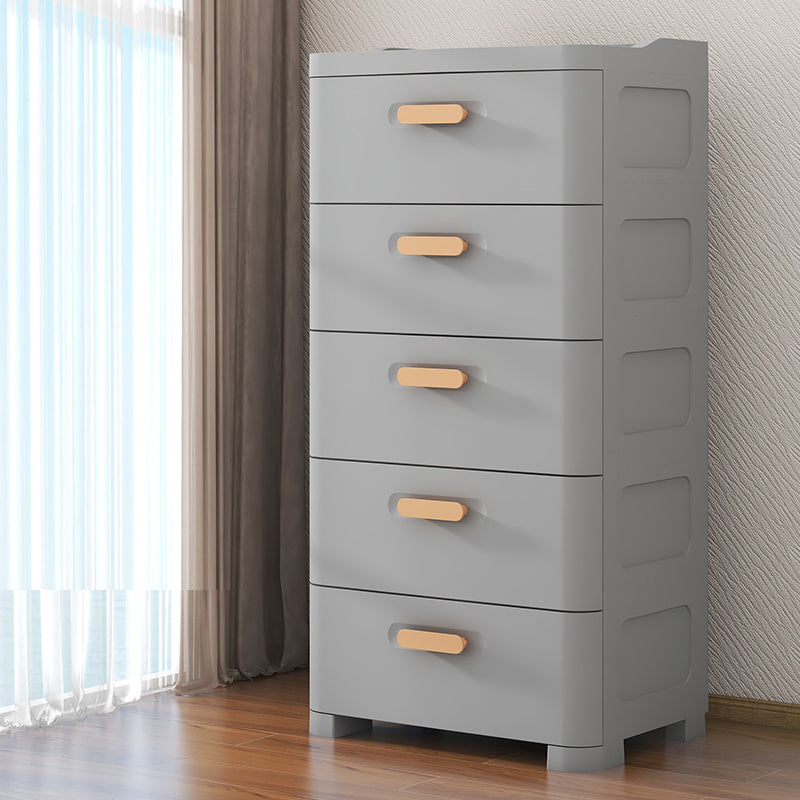 Scandinavian Kids Nightstand Plastic Nursery Dresser with 5 Drawers