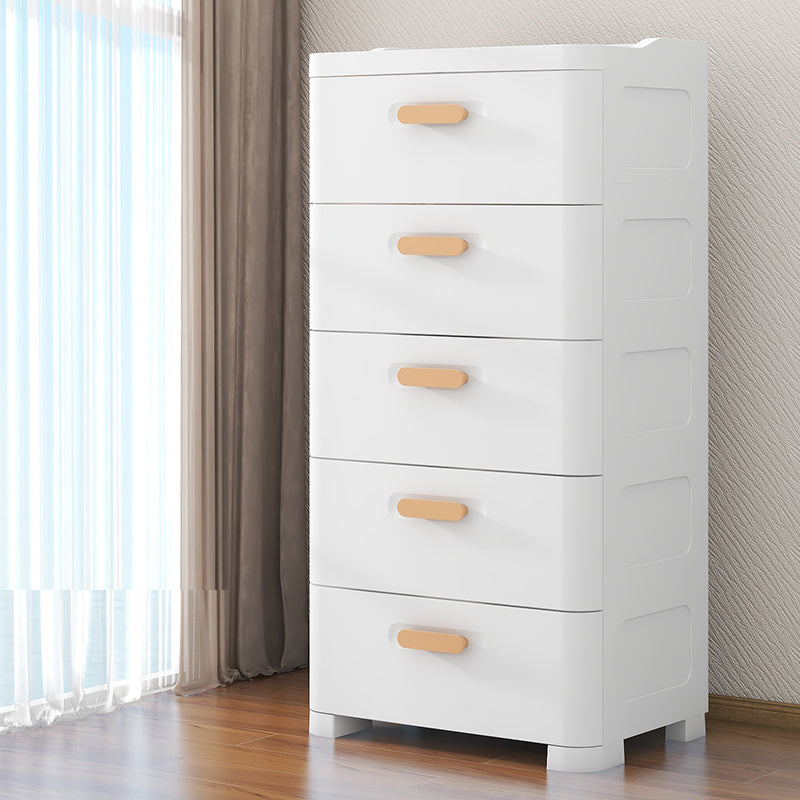 Scandinavian Kids Nightstand Plastic Nursery Dresser with 5 Drawers