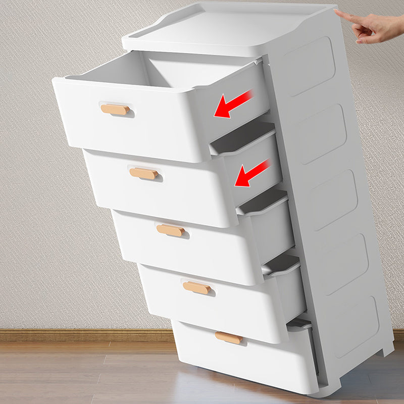 Scandinavian Kids Nightstand Plastic Nursery Dresser with 5 Drawers