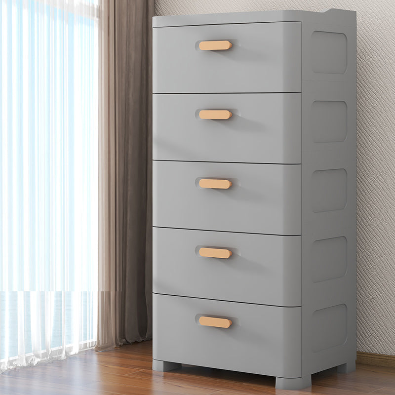 Scandinavian Kids Nightstand Plastic Nursery Dresser with 5 Drawers