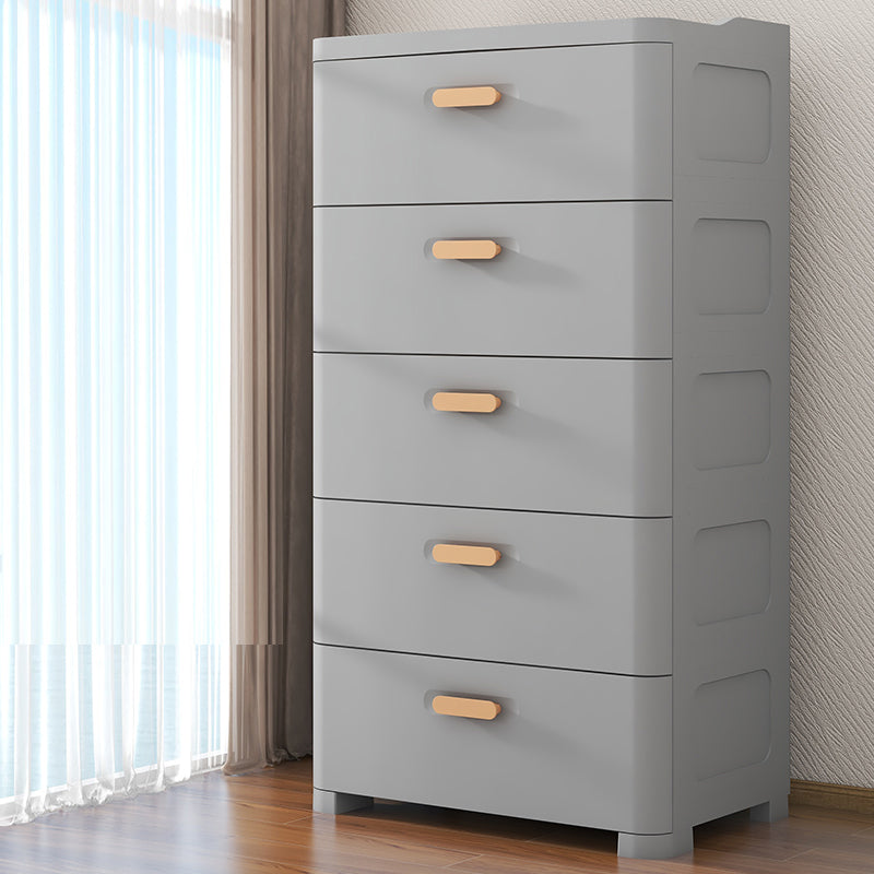 Scandinavian Kids Nightstand Plastic Nursery Dresser with 5 Drawers