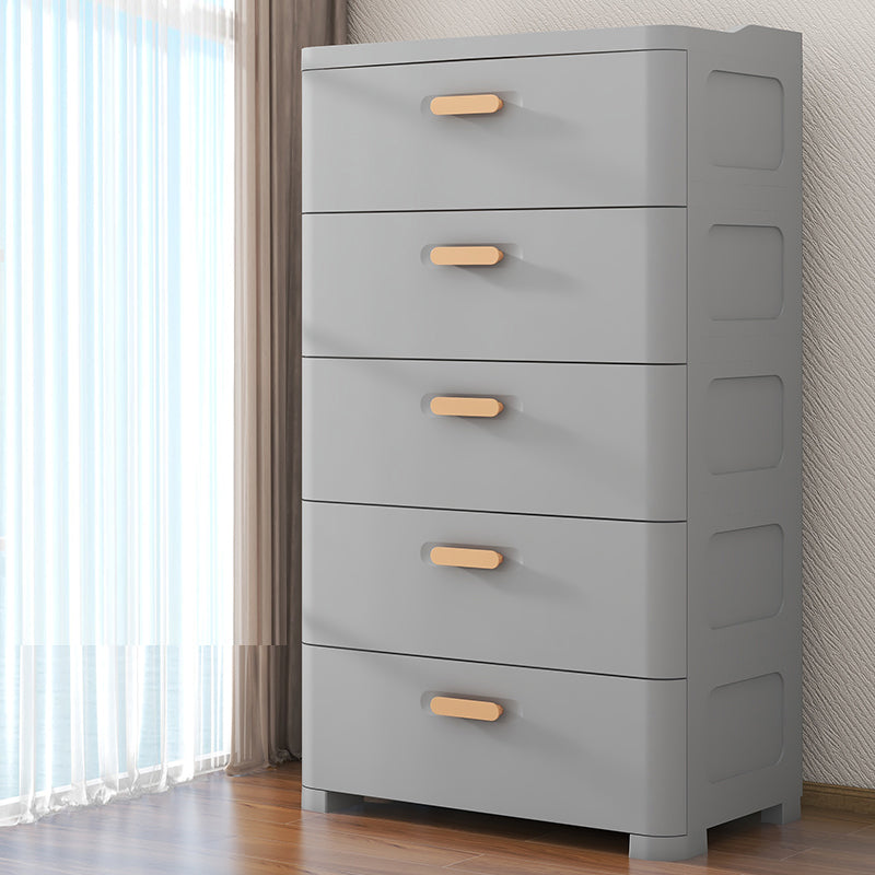 Scandinavian Kids Nightstand Plastic Nursery Dresser with 5 Drawers