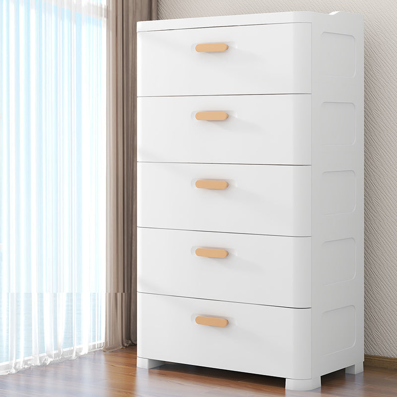 Scandinavian Kids Nightstand Plastic Nursery Dresser with 5 Drawers