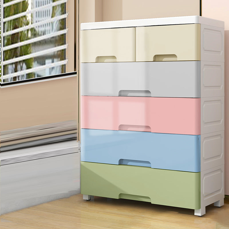 Northern European Plastic Nursery Dresser Vertical Kids Nightstand for Home