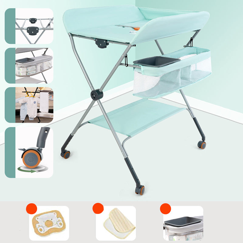 Modern Style Baby Changing Table Portable with Wheels , 37 Inch High