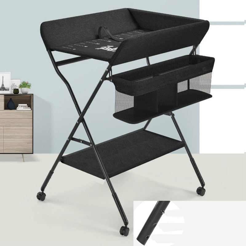 Portable Changing Table Metal Frame with Storage Basket and Safety Belt
