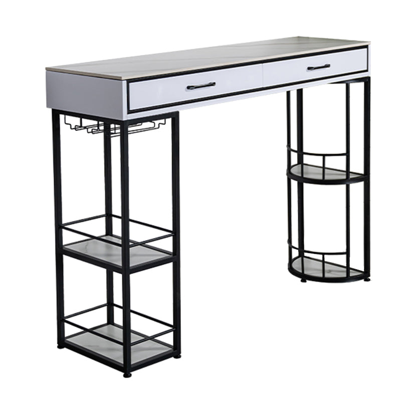 Glam Stone Rectangle Counter Table 1/3 Pieces Bar Table Set for Living Room