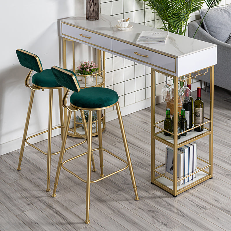 Glam Stone Rectangle Counter Table 1/3 Pieces Bar Table Set for Living Room