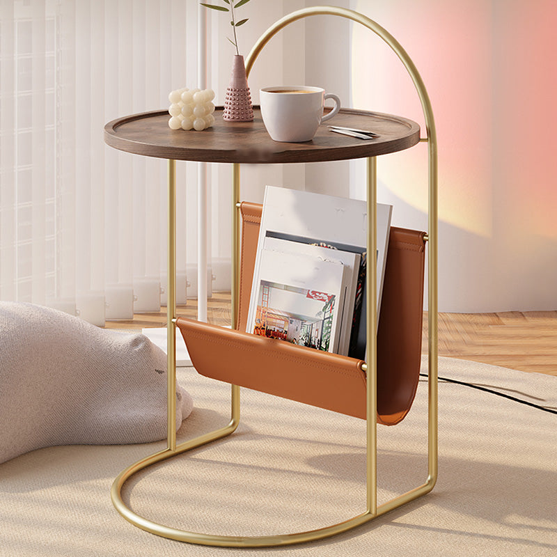 Natural Tray Top Corner Table Solid Wood Side Table with Storage