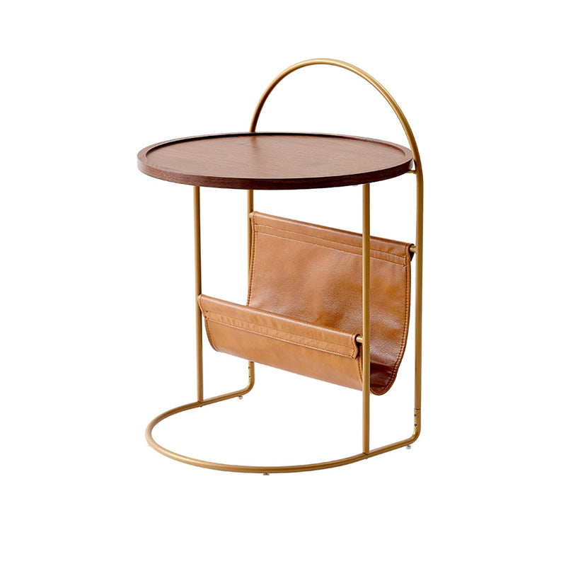 Natural Tray Top Corner Table Solid Wood Side Table with Storage