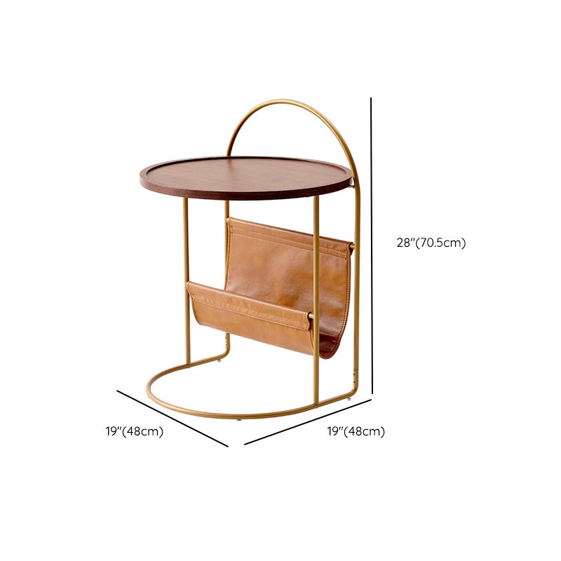 Natural Tray Top Corner Table Solid Wood Side Table with Storage