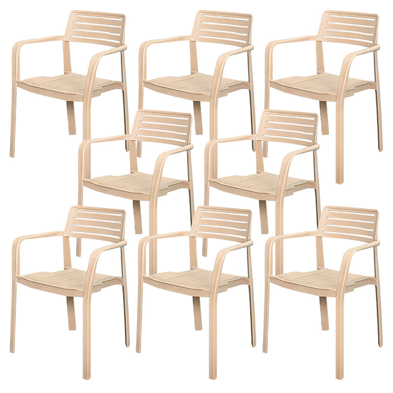 Metal Dining Side Chair Stacking Outdoor Bistro Chairs with Arm