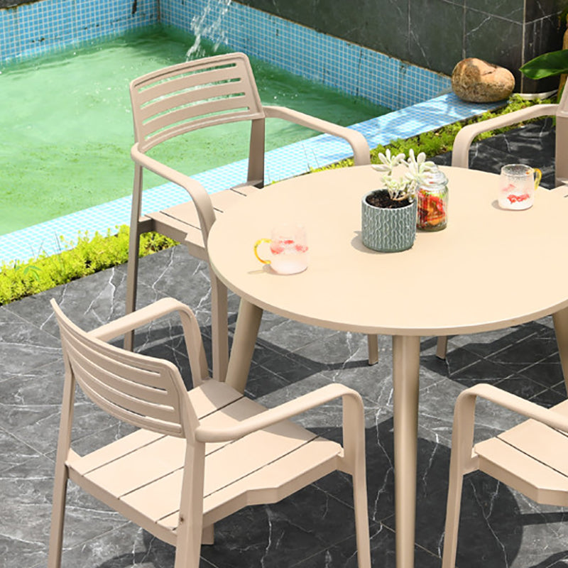 Metal Dining Side Chair Stacking Outdoor Bistro Chairs with Arm