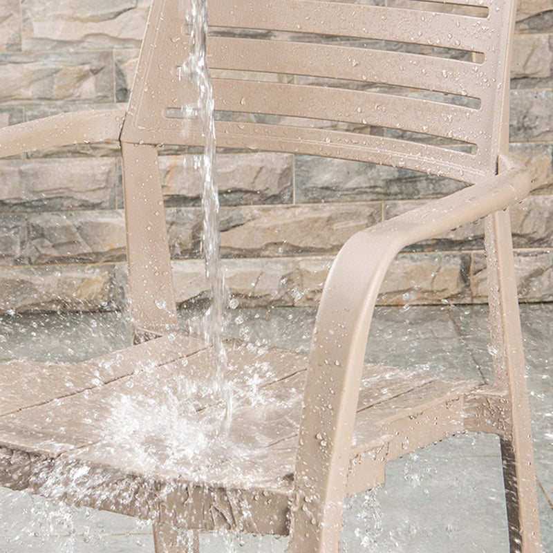 Metal Dining Side Chair Stacking Outdoor Bistro Chairs with Arm