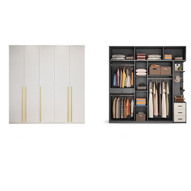 Modern Solid Color Kid's Wardrobe Wooden White Hanging Clothes Rack