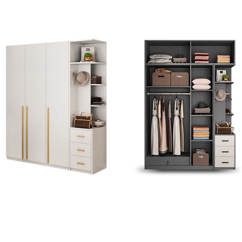 Modern Solid Color Kid's Wardrobe Wooden White Hanging Clothes Rack