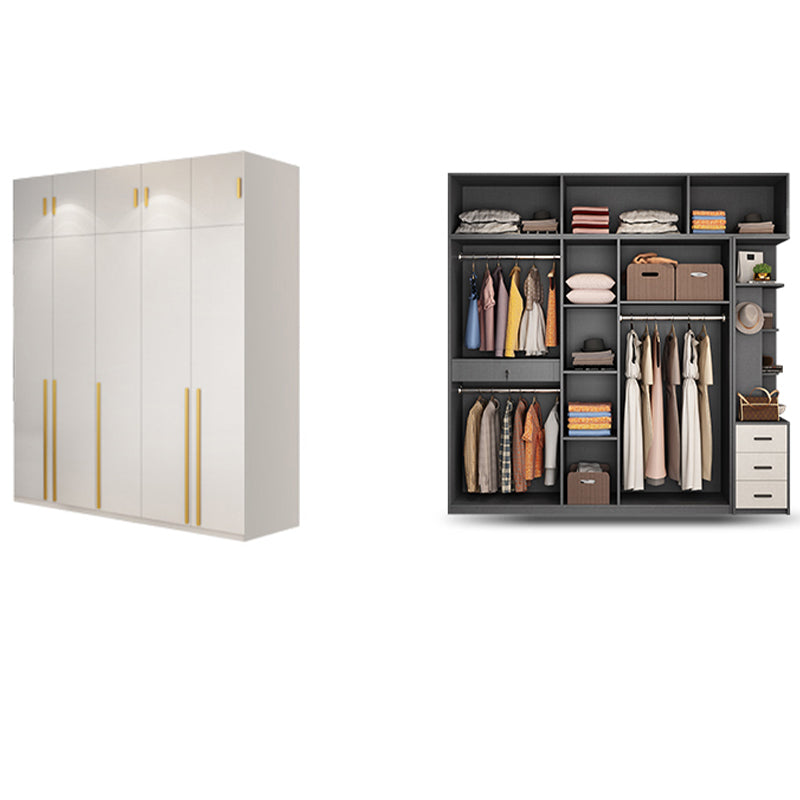 Modern Solid Color Kid's Wardrobe Wooden White Hanging Clothes Rack