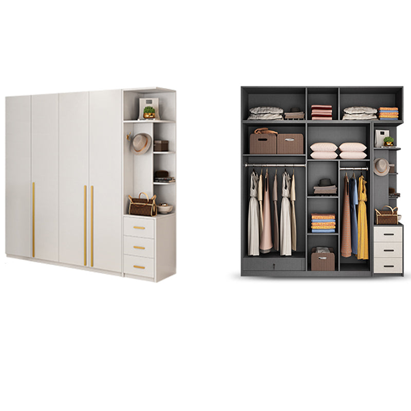 Modern Solid Color Kid's Wardrobe Wooden White Hanging Clothes Rack