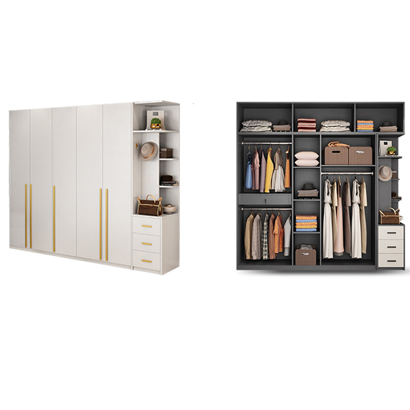 Modern Solid Color Kid's Wardrobe Wooden White Hanging Clothes Rack