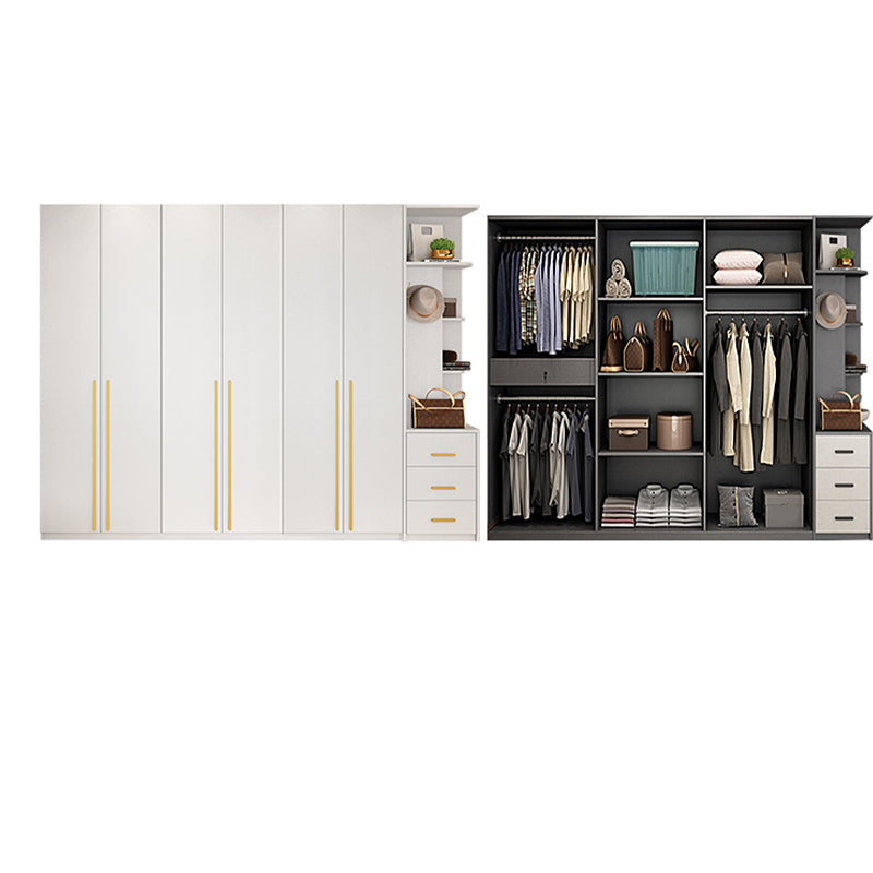 Modern Solid Color Kid's Wardrobe Wooden White Hanging Clothes Rack