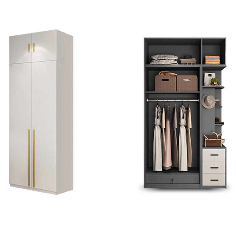 Modern Solid Color Kid's Wardrobe Wooden White Hanging Clothes Rack