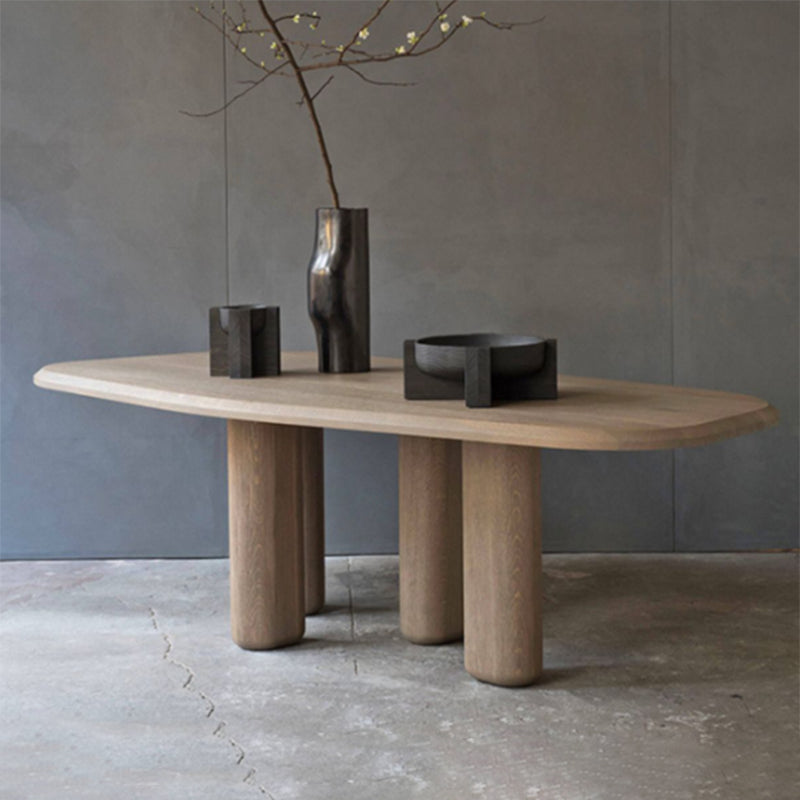 Oak Solid Wood Dining Table Tripod Base Dining Table for Dining Room