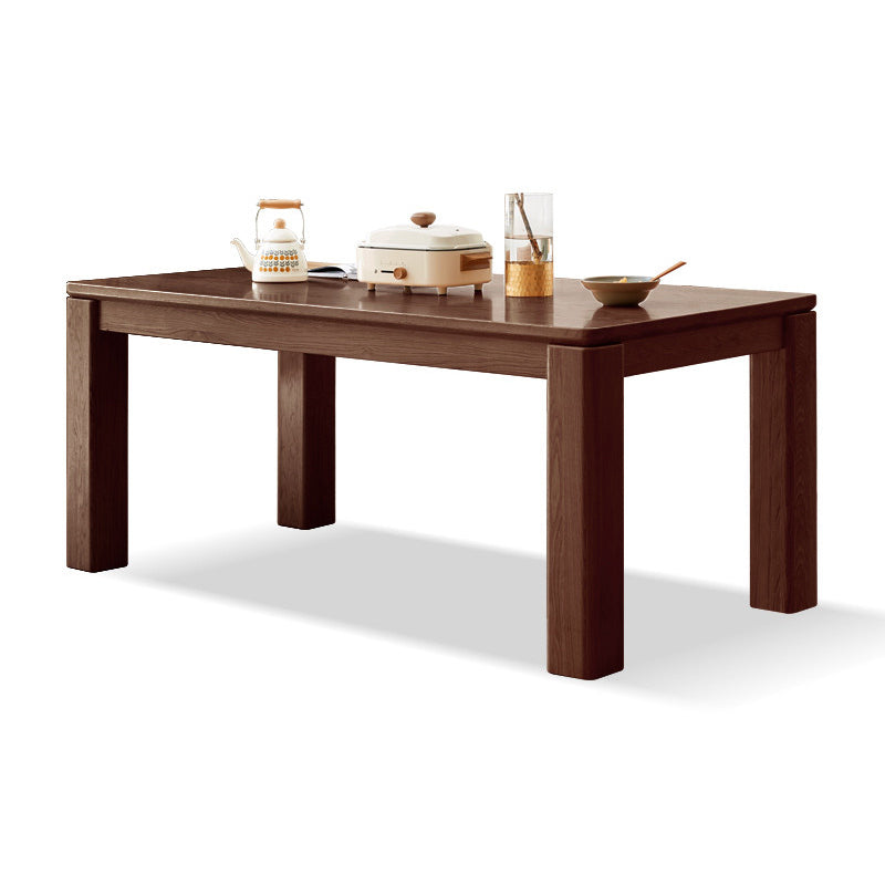 Rectangle 4 Legs Dining Table Solid Wood Dining Table in Natural and Walnut
