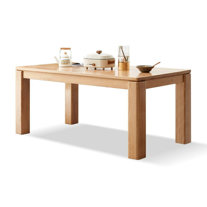Rectangle 4 Legs Dining Table Solid Wood Dining Table in Natural and Walnut