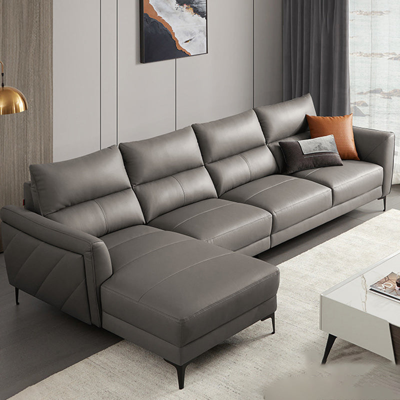 Genuine Leather Square Arm Sectionals -Contemporary Sectional Couch