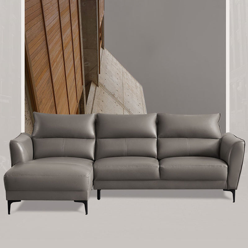 Genuine Leather Square Arm Sectionals -Contemporary Sectional Couch