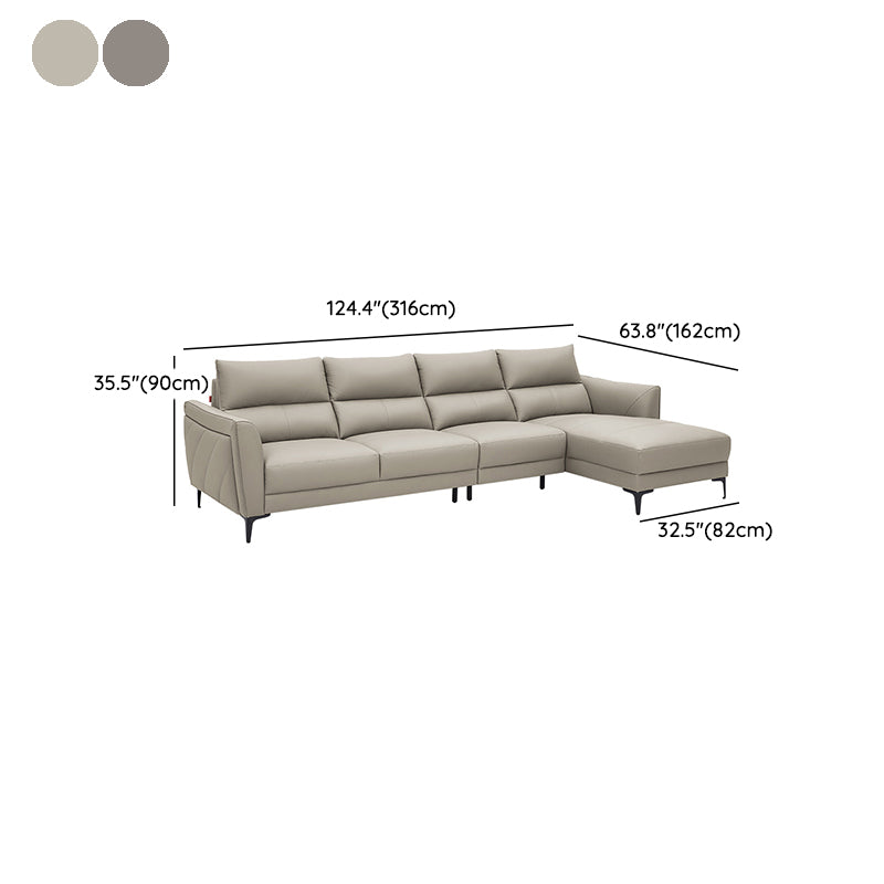 Genuine Leather Square Arm Sectionals -Contemporary Sectional Couch
