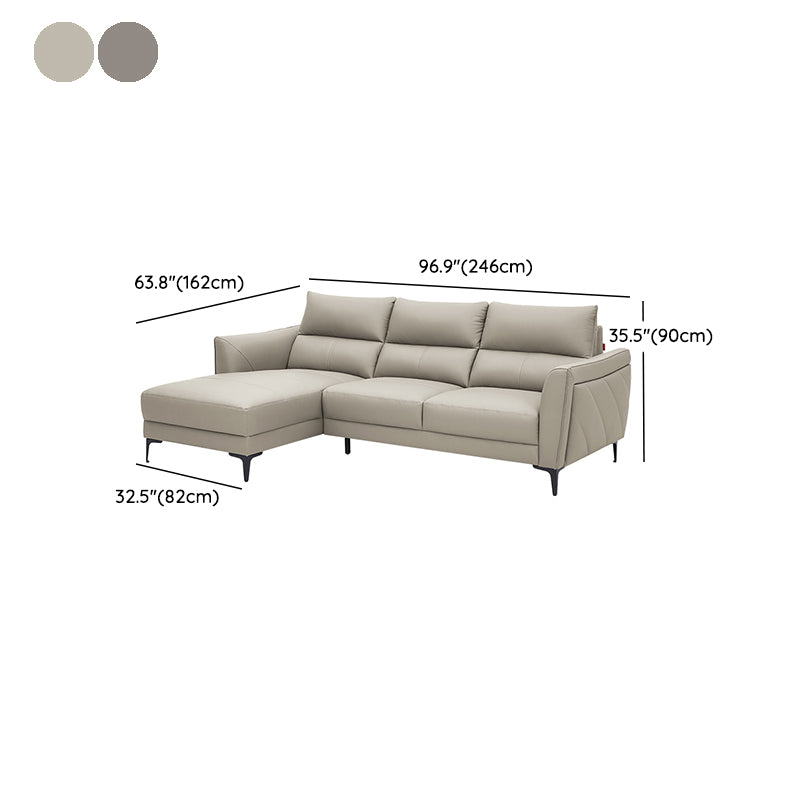 Genuine Leather Square Arm Sectionals -Contemporary Sectional Couch