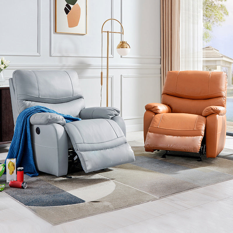Genuine Leather Standard Recliner Power-Push Botton Recliners