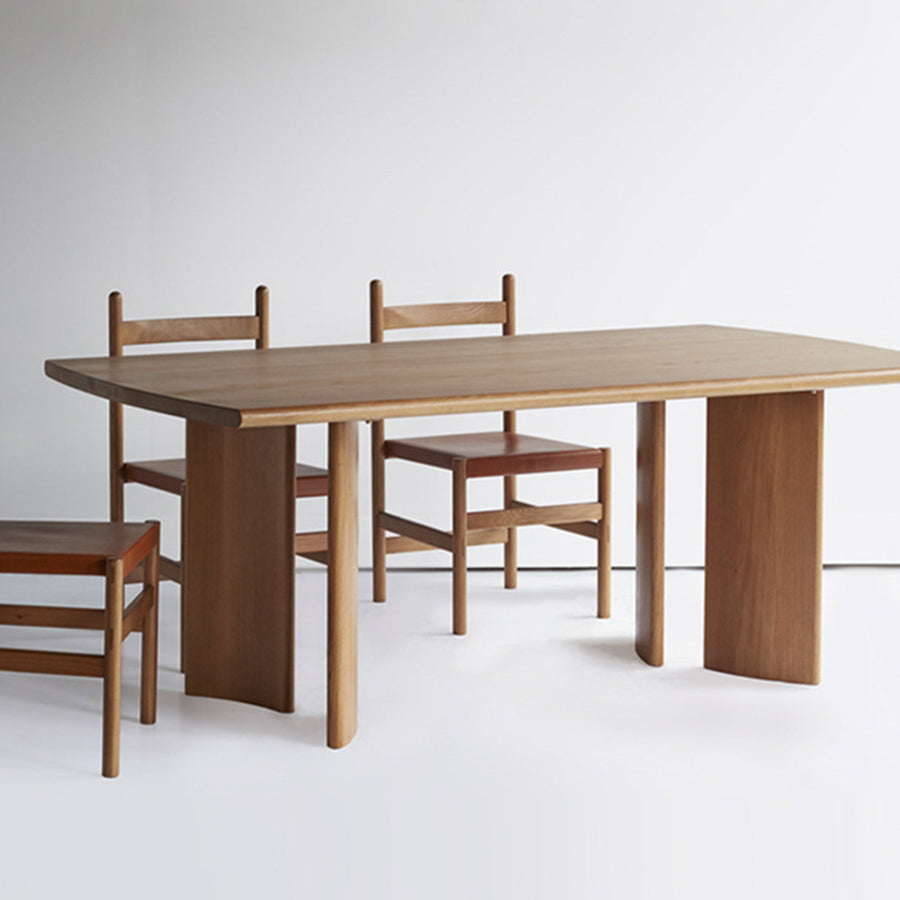 Modern Rectangle Solid Wood Dining Table Tripod Base Dining Table