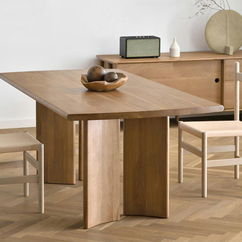 Modern Rectangle Solid Wood Dining Table Tripod Base Dining Table