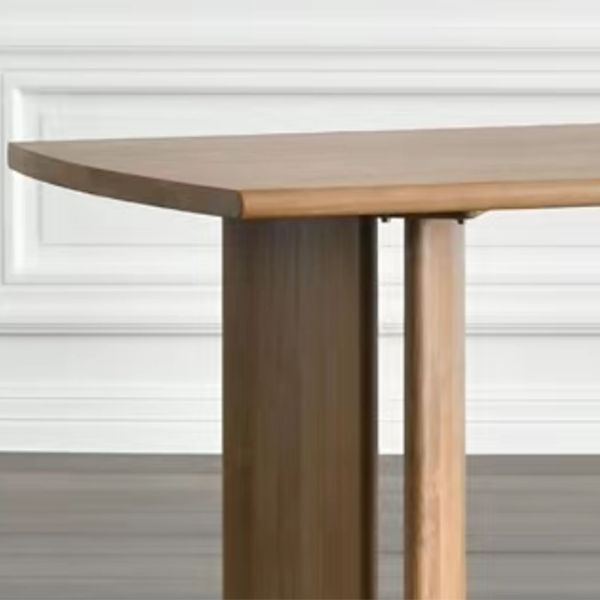 Modern Rectangle Solid Wood Dining Table Tripod Base Dining Table